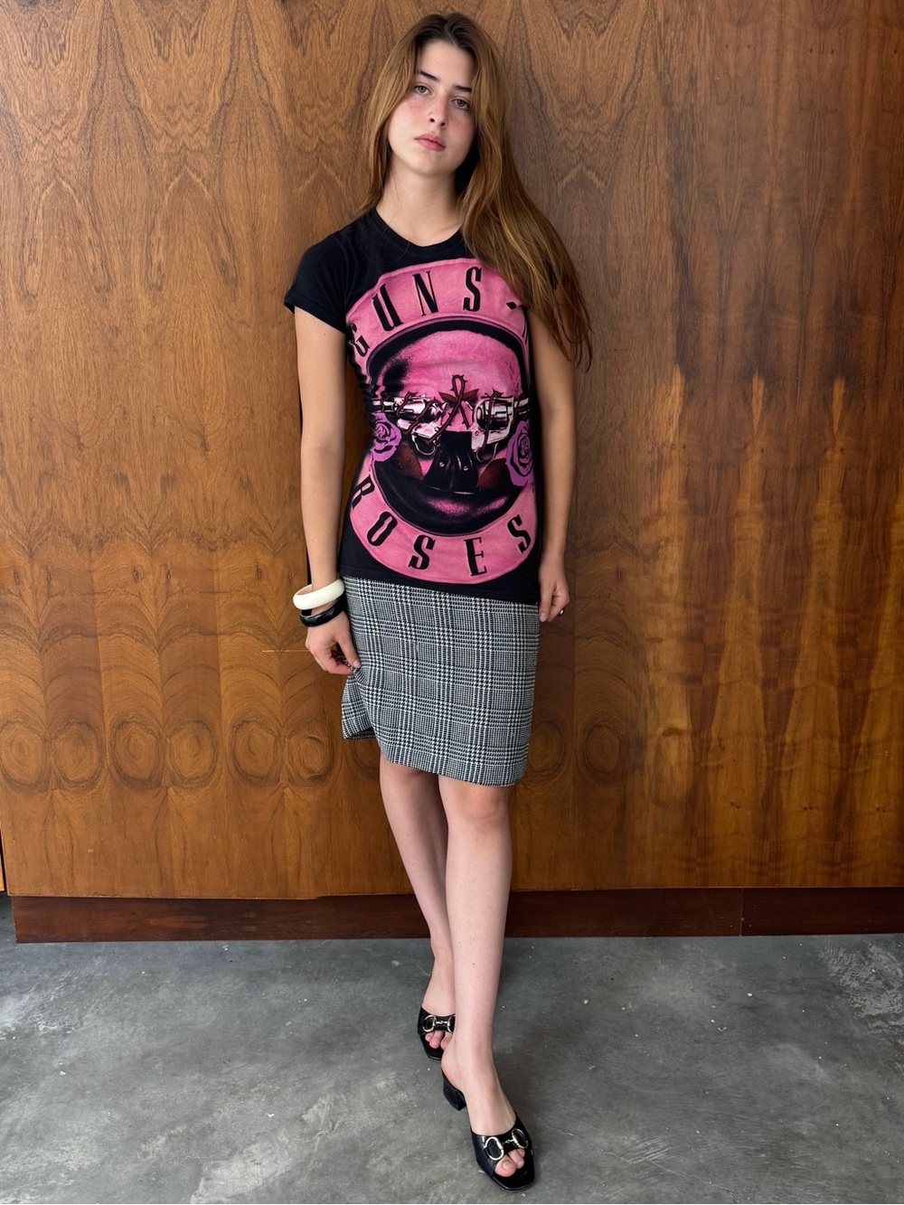 Vintage Black Tee with Pink Guns N' Roses Graphic